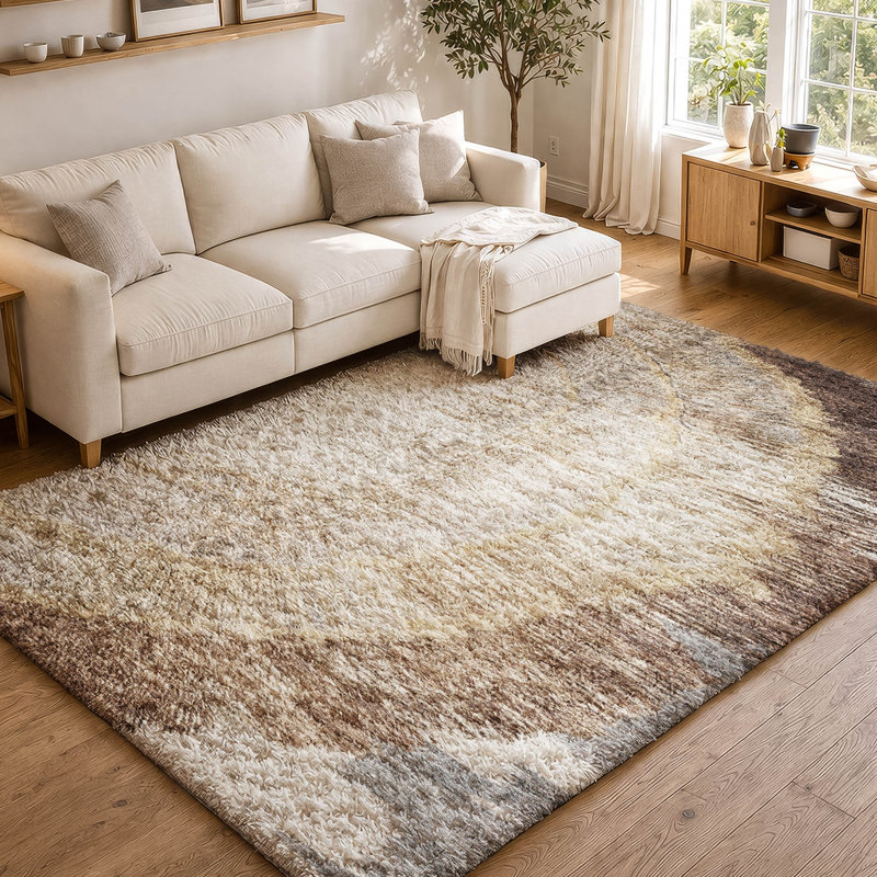 Tapis à poil long de qualité supérieure lavable à la machine ADS650, Brown, 10' x 14'