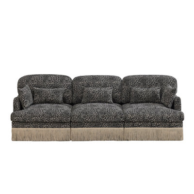 Comfy 100 Inch Chenille Sectionals, Modern Leopard Sofa For Living Room
