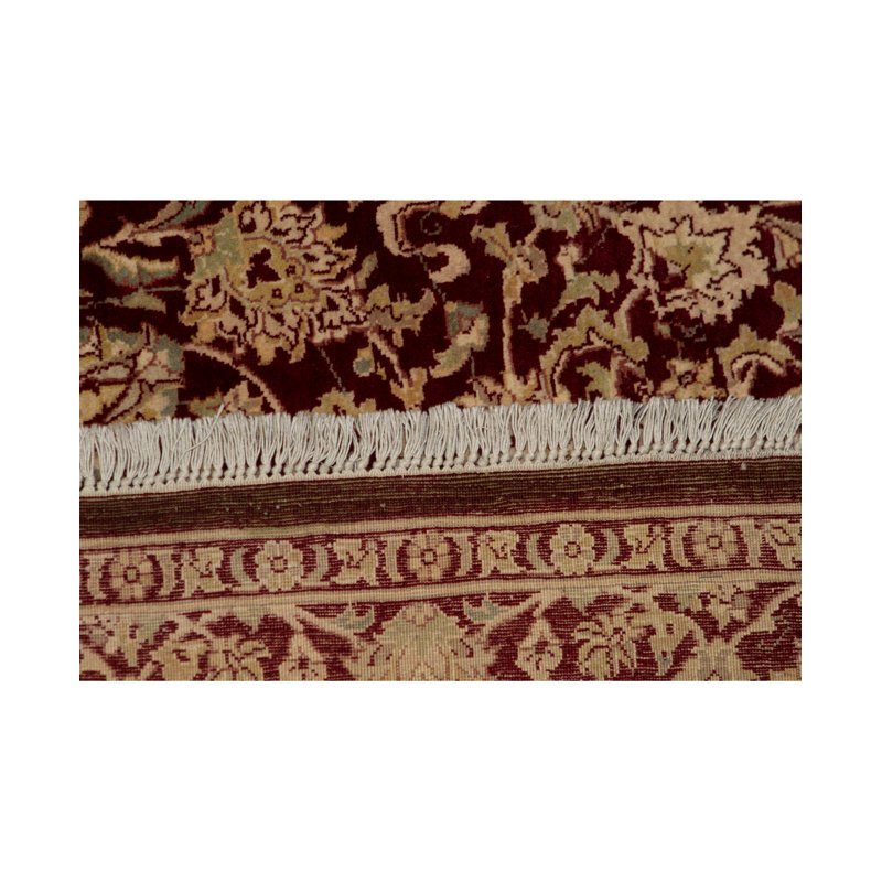 Tapis rouge et ivoire noué à la main de haute qualité