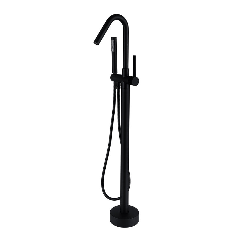 Matt Black Freestanding Bathtub Faucet With Hand Shower - Metal Construction 43.94 In. Depth, 7.93 Width, 6.97 Height Full Body Spray Bathroom Redesign Project Initiative