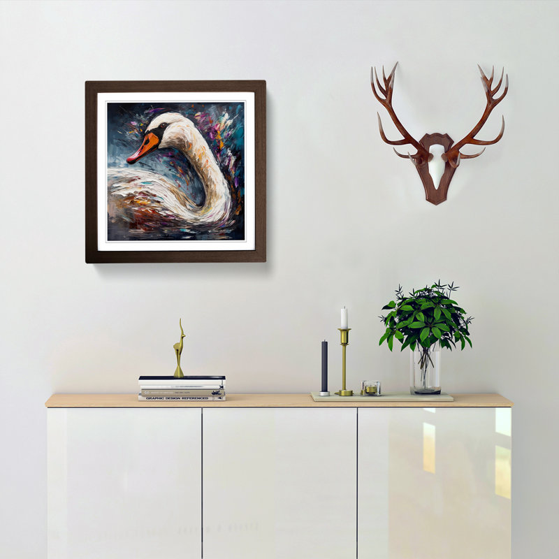 Swan Expressionism - Framed Print, Walnut
