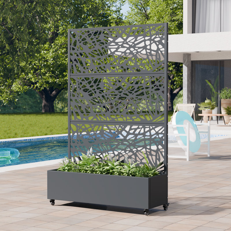 Boîte à fleurs en fer avec treillis 72 x 47 po Grid