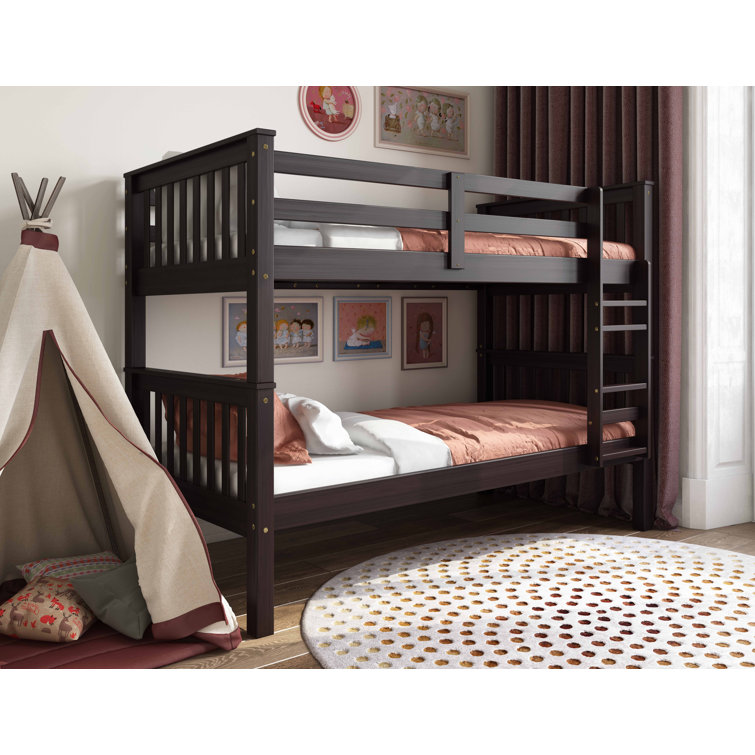 Helzer 100% Solid Wood Twin Over Twin Mission Bunk Bed