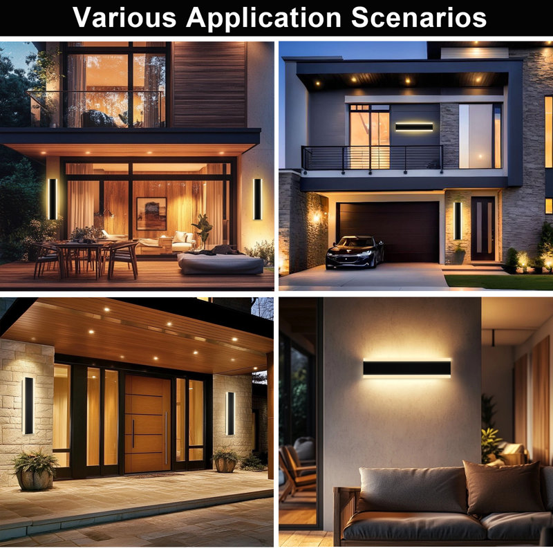 2-Pack Modern Outdoor Wall Lights, LED Wall Light Outdoor Lights Fixture For Patio Wall Mount, IP65 Waterproof Black Outside Lights For House, Garage, Porch.