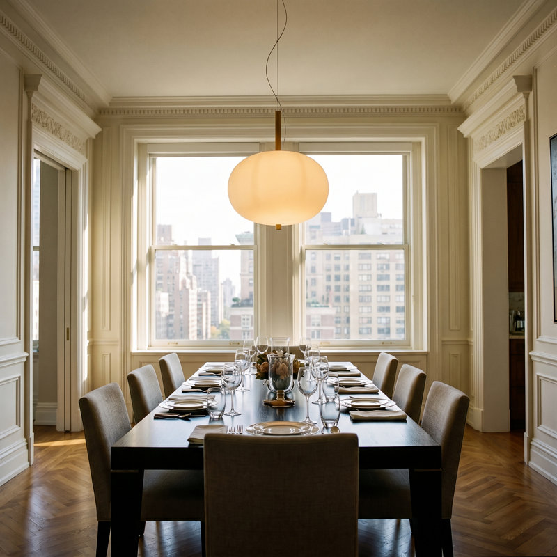 Ilargi - S/39/01 LED Dimmable Pendant - TRIAC/0-10V Dimmable - White Opal Matte Glass, Light Wood
