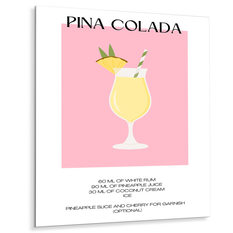 Pina Colada Cocktail Party - Décoration murale cocktails, H 20 po x l 12 po, Sans cadre