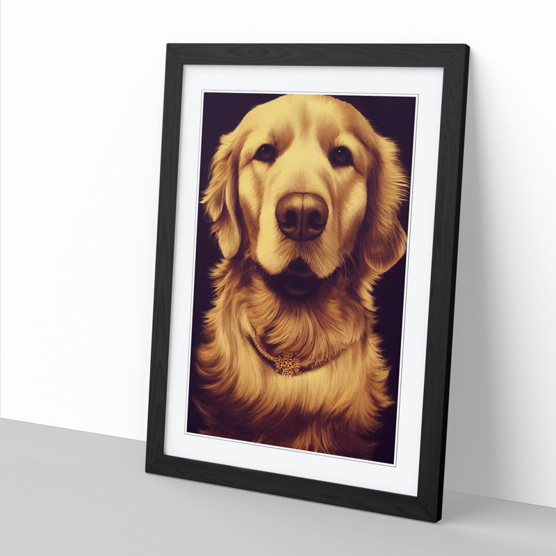 Golden Retriever Vol.1 - Picture Frame Print, Black, 64cm H x 46cm W x 2cm D