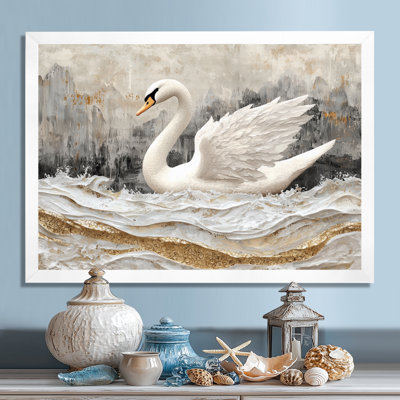 Dorvin Marble Dance Of The Swan II - Swans Wall Art Decor
