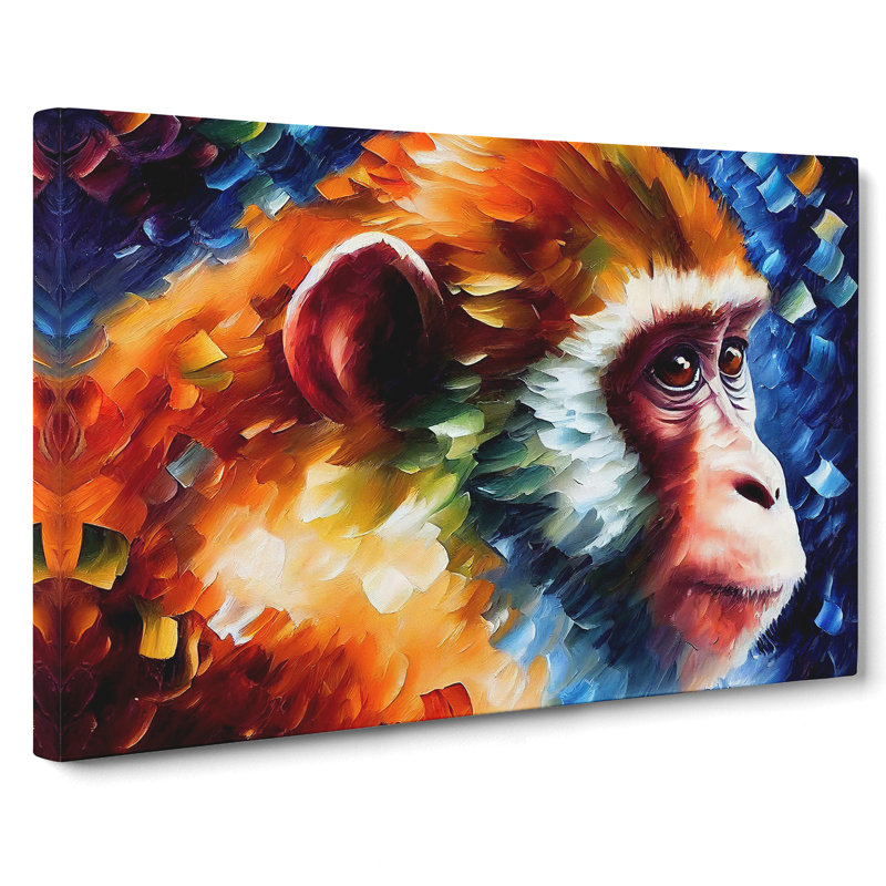 Monkey Painting Abstract - Wrapped Canvas, 35cm H x 50cm W x 3cm D