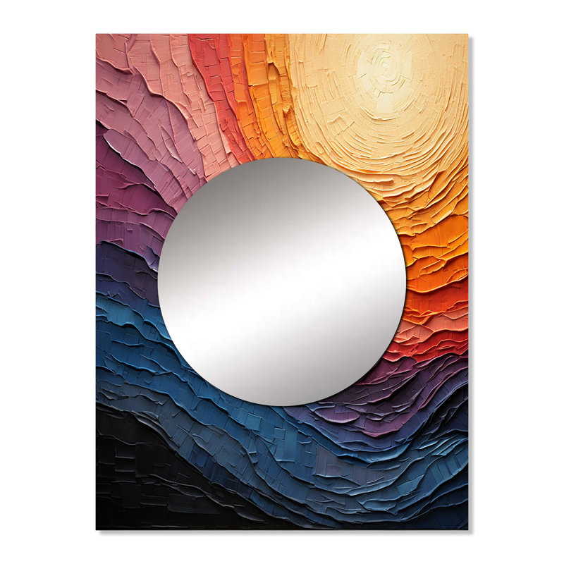 Malanie jaune sarcelle abstrait lyrique Lyrical Sunset I - miroir mural abstrait lyrique, 32 po x 24 po