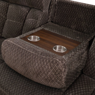 Espresso Recline Trio Fleece Living Room Recliner Intelligent 3-Piece Sofa Set