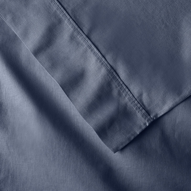 Jeffen Linen Blend Pillowcase Set, King, Midnight Navy