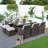 Guynn 10 - Person Wicker Patio Dining Set with Rectangular Table , Cushions Included-1449133209