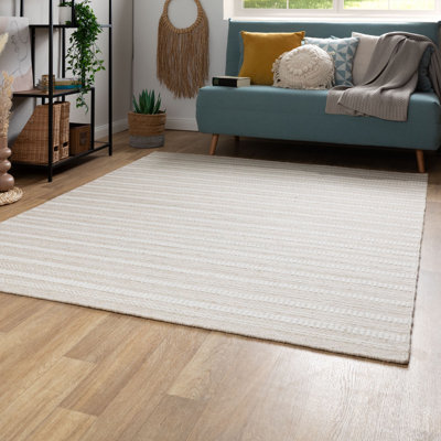 Derrynisk Striped Wool Hand Woven Kilim Area Rug