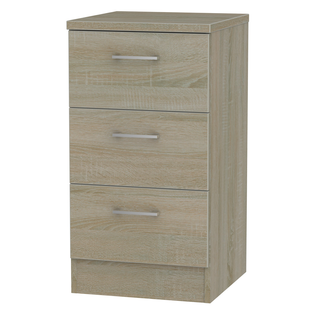 Fully Assembled Ingram 3 Drawer Bedside Table