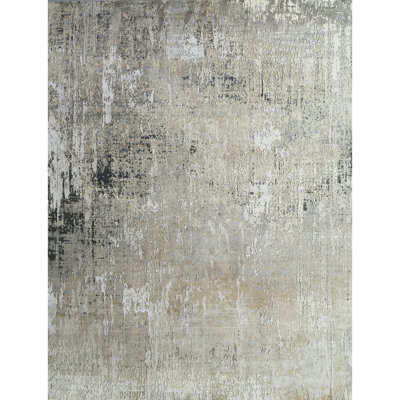 Hand Woven Silk and Wool Abstract Area Rug