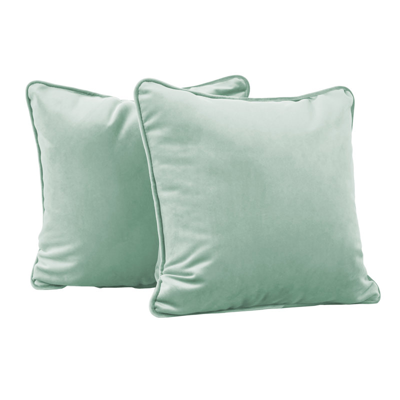 Rectangle Lumbar Microfiber Pillow with Piping, 2-pack, Square 15", Aloe