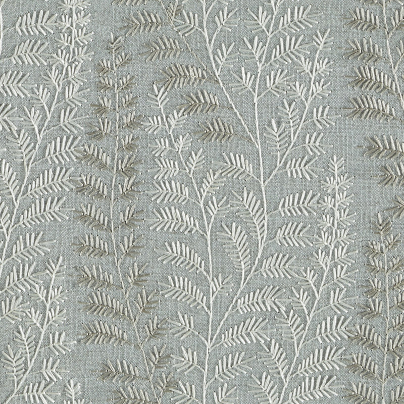 Botanica Elda - 57" Emboidered Linen Blend Drapery Fabric by the Yard, Teal