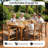 9 Piece Patio Dining Set With Rectangular Extendable Table & 8 Handwoven Chairs, 2” Umbrella Hole & Weather Resistant Outdoor Furniture Set For 8 - Natural
