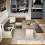 Corner Dining Set Delija White Distressed | August Grove®