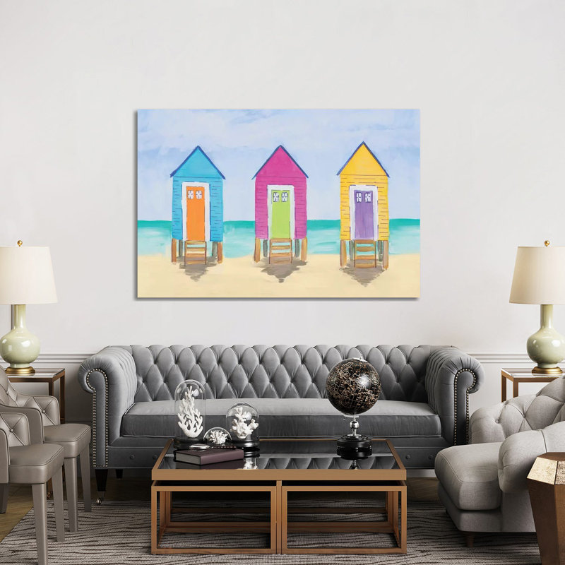 Beach Shacks by Julie Derice - Painting on Canvas, 101.6 cm H x 66.04 cm W x 1.91 cm D, Wrapped Canvas