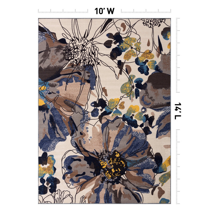 Tapis ivoire / crème Dichiera, Rectangle 10 pi x 14 pi
