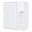 Lit escamotable mural simple avec bibliothèque, armoire supérieure, bureau extensible et rangement latéral, blanc
