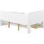 Lit plateforme simple avec rangement pour tête de lit, 2 tiroirs, tablettes en bois blanc