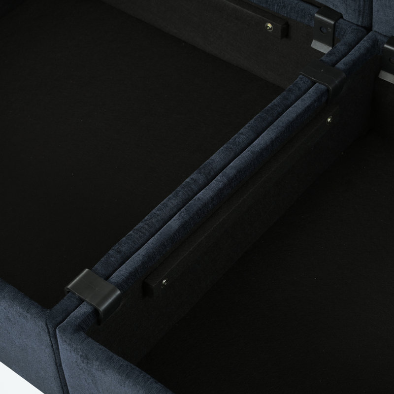 Taquila U-Shaped Sleeper Sectional Modular Sofa Bed, Dark Blue Polyester