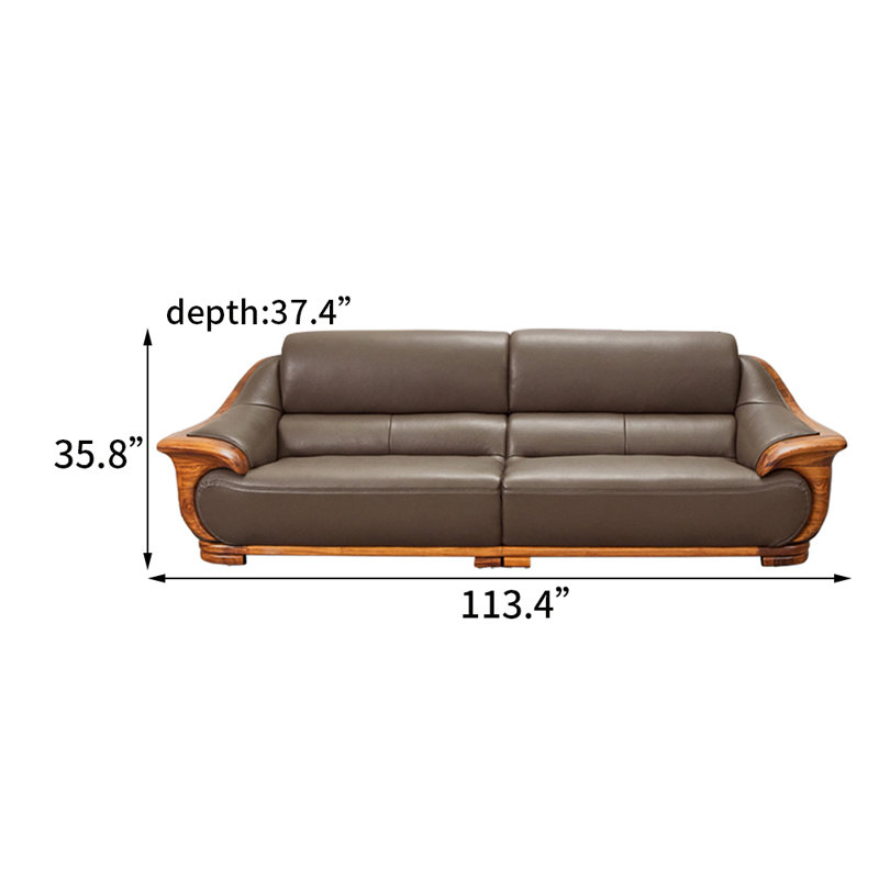 Canapé en cuir véritable, H 35,8 po x l 113,4 po x P 37,4 po