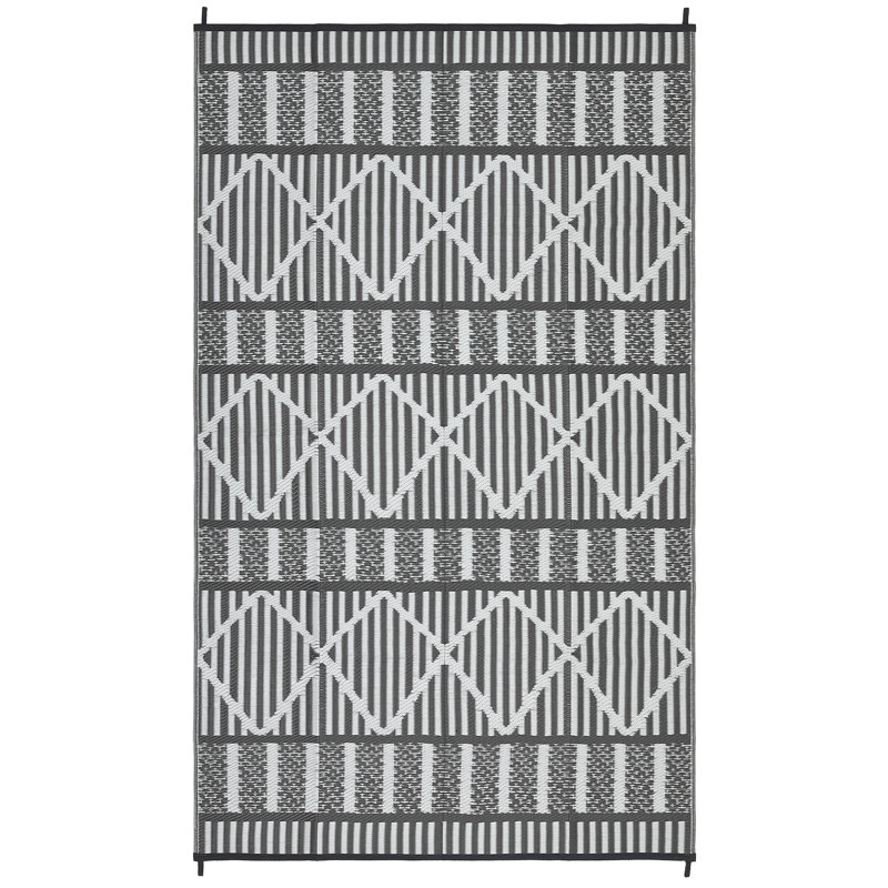 Boho Outdoor Rug Waterproof Reversible Plastic Straw Mat – Collapsible, Durable, Easy to Clean, for Patio, Deck, Balcony, Backyard, Porch, RV Camping