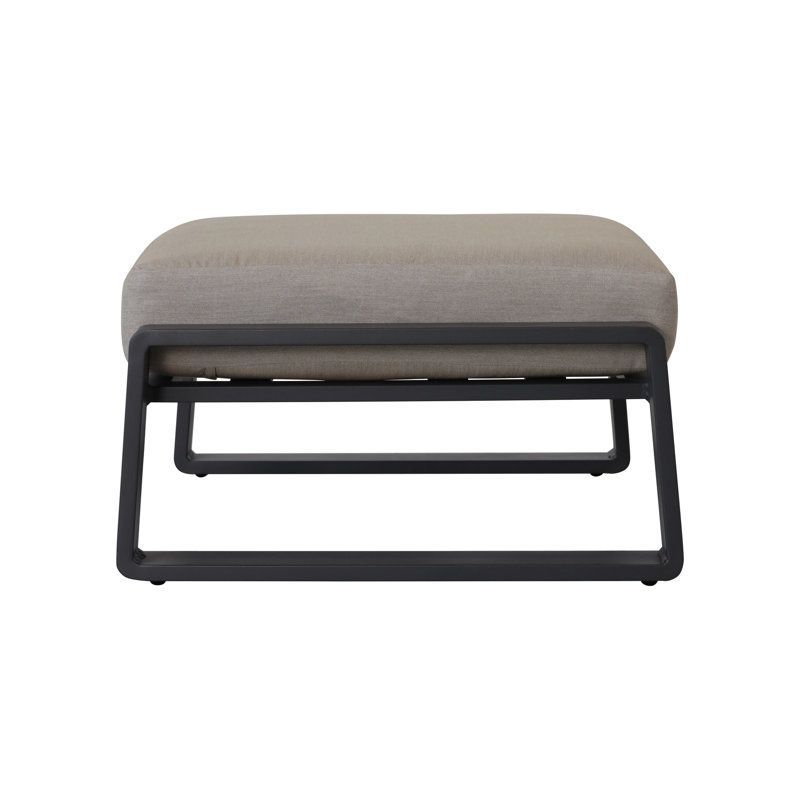 2 avec coussins beiges en aluminium, structure de style repose-pieds brun, polyvalente