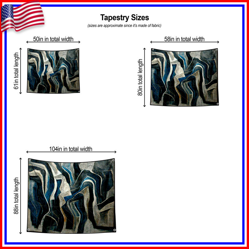 Tapisserie murale abstraite - art mural, H 68 po x l 80 po avec 4 œillets