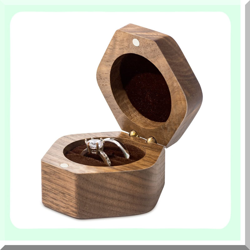 Elegant Walnut Wedding Ring Box for Proposals
