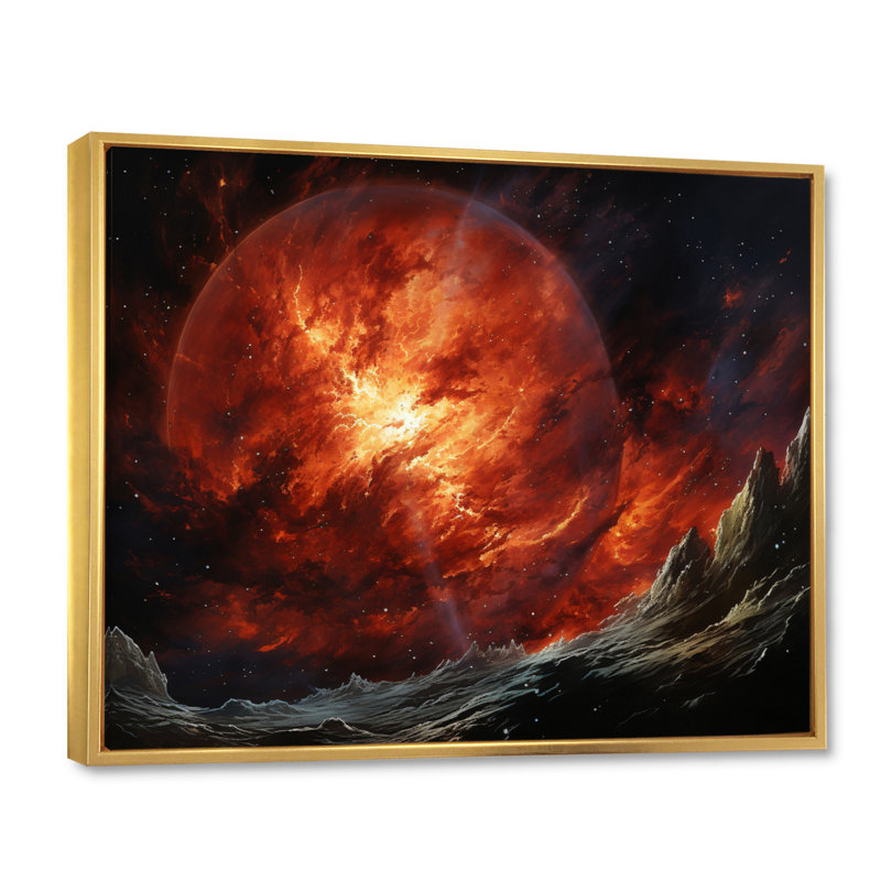 Planète Jupiter Stormy III - Jupiter, reproduction d'art sur toile, H 12 po x l 20 po, Cadre flottant doré