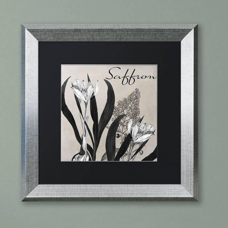 «Flowering Herbs I» par Jadaya, impression encadrée, Noir, H 16 po x l 16 po x P 0,5 po, Cadre argenté