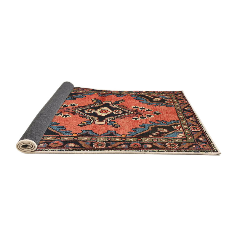 Tapis orange/bleu/noir traditionnel Liudger, Rond 3 pi