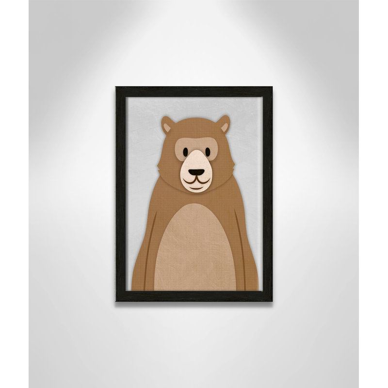Adhésif décoratif Cheery Bear, 14" H x 10" W x 1.18" D, Cadre boîte à grain de bois noir