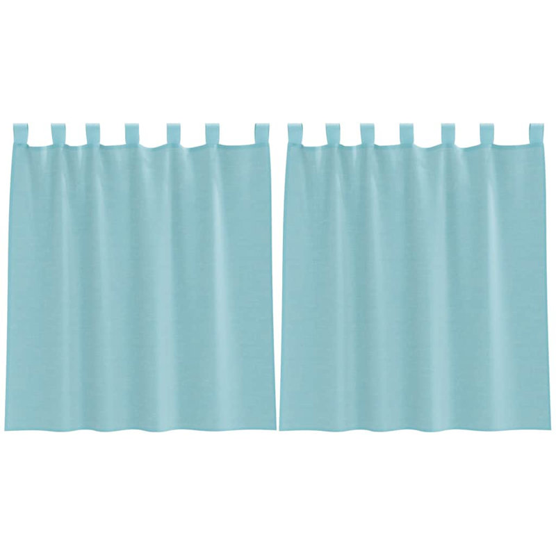 Voile Curtains With Tab Top 2 Pcs, 140cm Width x 140cm Drop, Turquoise