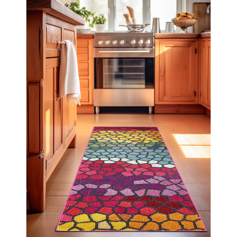Jesusa Washable Geometric Indoor Rug, Runner 2'2" x 6'9"