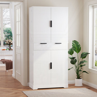 72" Fluted Kitchen Pantry Cabinet