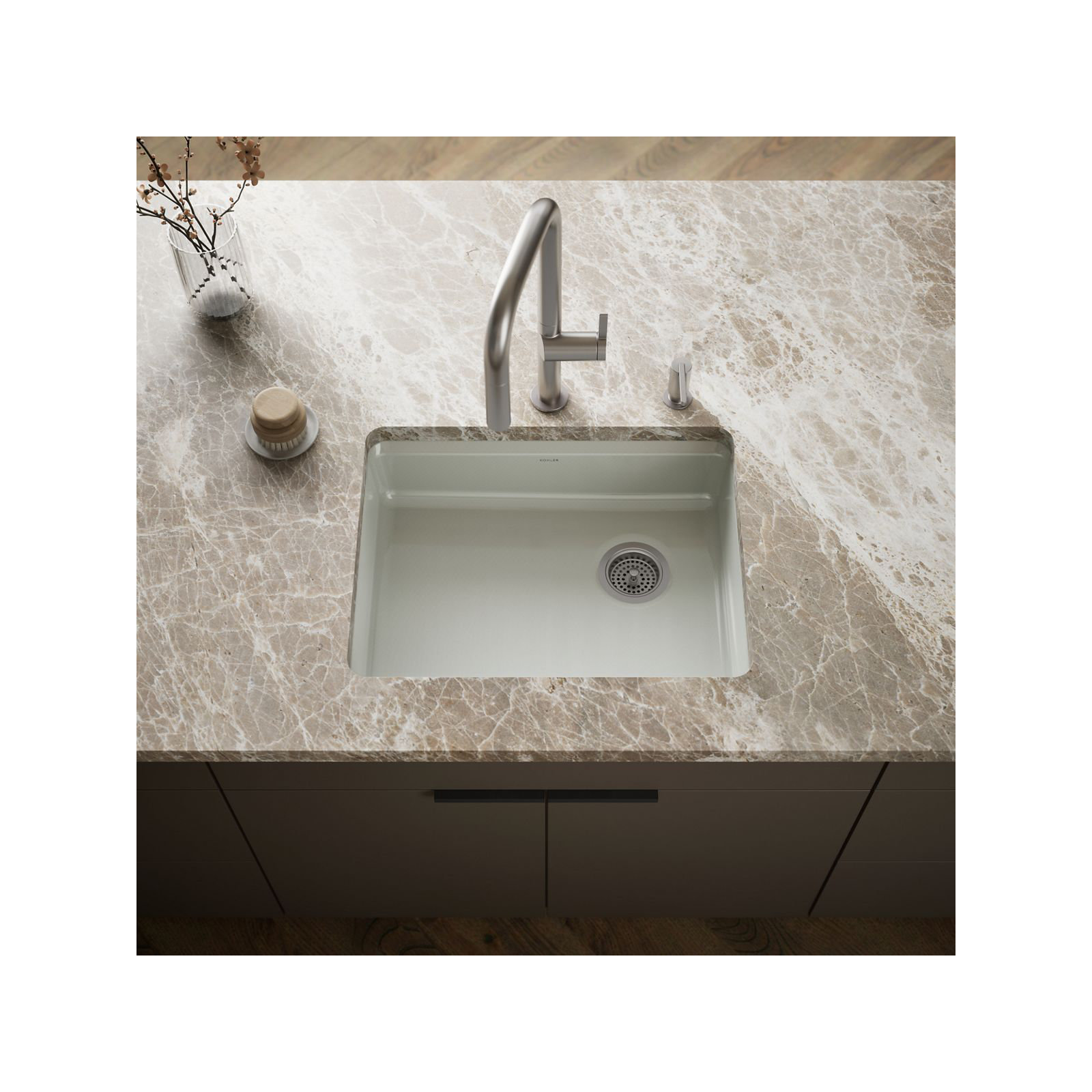 Riverby 25" L x 22" W Undermount Single Bowl Kitchen Sink, Sea Salt