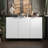 Minimalist Striped Sideboard Cabinet - MDF High-Gloss Finish with Black Legs & Gold Accents, Multi-Room Storage (66.14lb Top Load) Easy 40-Minute Assembly-340668153-384204592