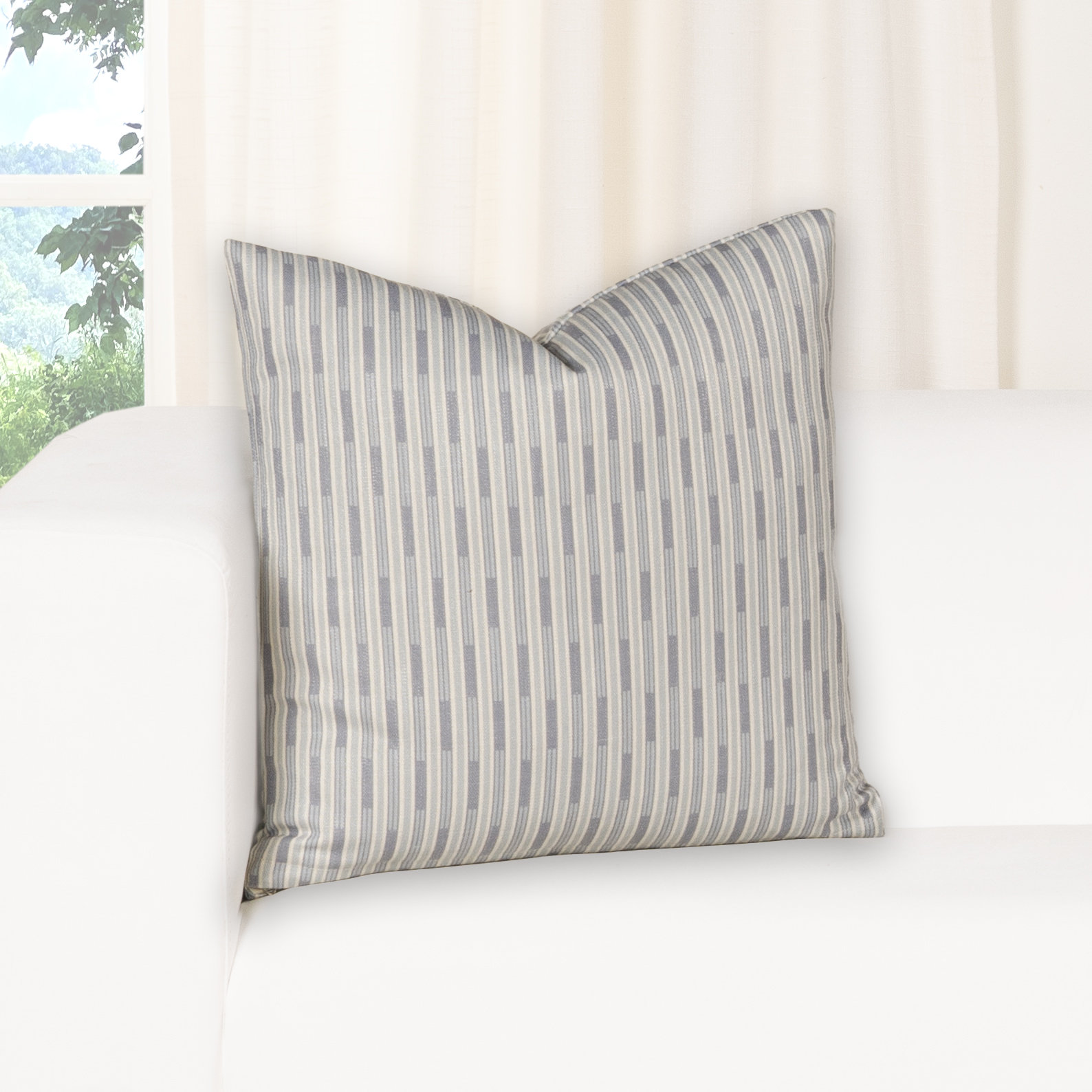 Benton Throw Pillow, Feather, Blue, Square 16"