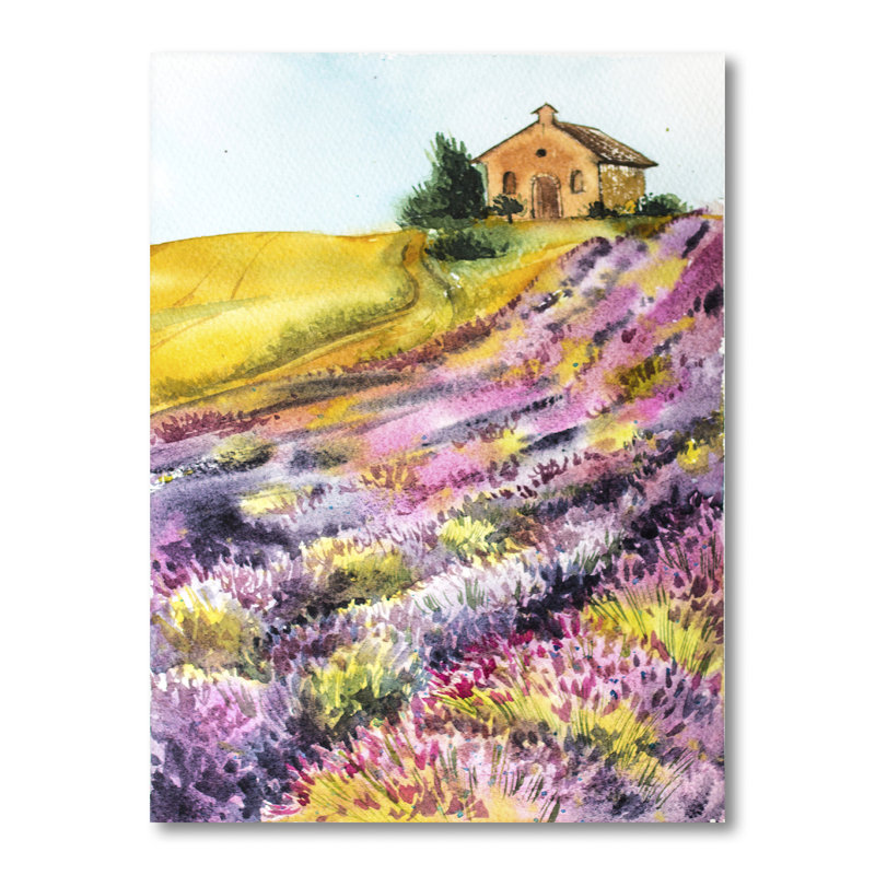 «Morning Sun Over The Lavender Field I», reproduction sur toile, H 20 po x l 12 po, Toile tendue