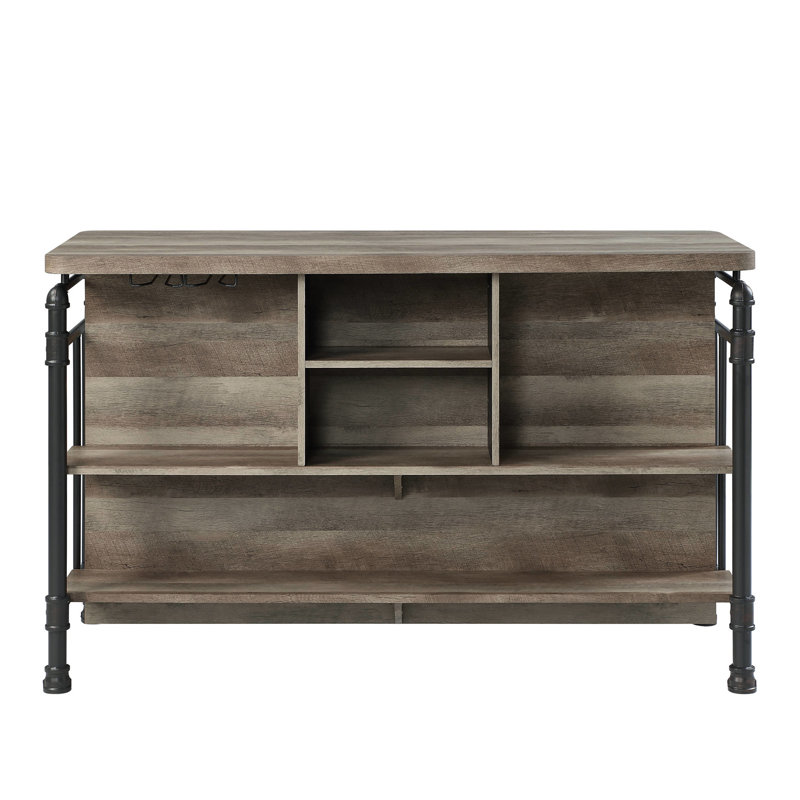 Antique Oak & Sandy Gray Counter Height Table, 50lbs Weight Per Shelf 24.06 In. Deep Table In And Finish With Open Compartments