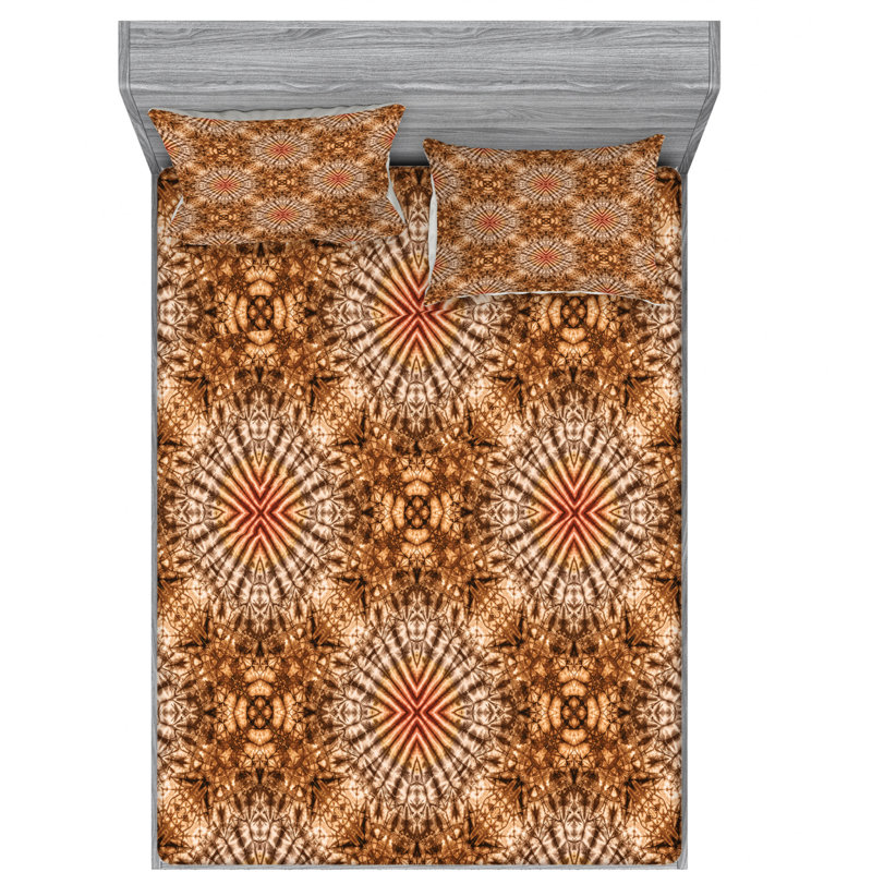 Microfiber Geometric Sheet Set, Queen Sheet Set with Fitted Sheet