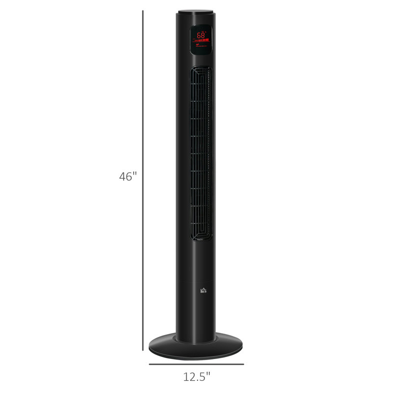 HOMCOM Freestanding Tower Fan Cooling For Home Bedroom With Oscillating, 3 Speed, 12H Timer, LED Sensor Panel, Remote Controller