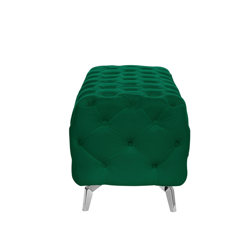 Rigmar Velvet Ottoman, Green Velvet