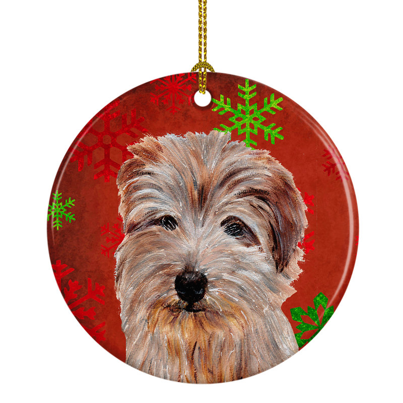 Ornement figurine suspendu en céramique de noël de noël, Terrier de Norfolk